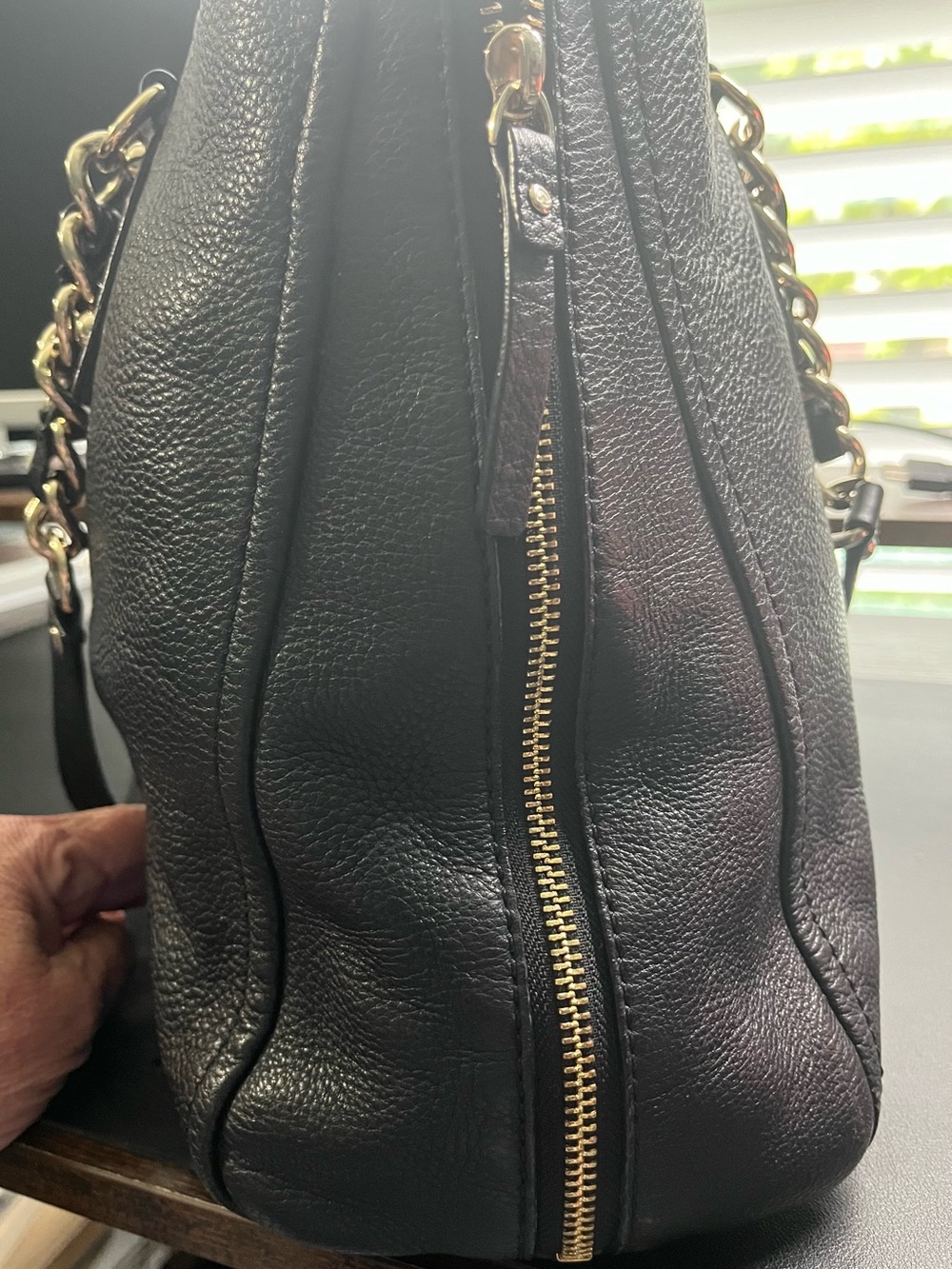 kate spade Cobble Hill Andee Chain-Handle Black Leather Shoulder Tote - Picture 6 of 14